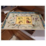 Set of 2 Wicker Serving Trays with Painted Insert, Tracey Porter 1995