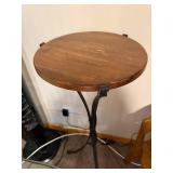 Round Wood Top Table with Black Metal Curved Legs - Accent Table