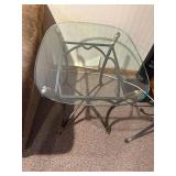 Glass-Top Coffee Table with Wrought Iron Curved Base