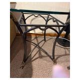 Glass-Top Coffee Table with Wrought Iron Curved Base