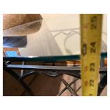 Glass-Top Coffee Table with Wrought Iron Curved Base