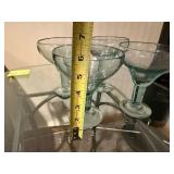 Turquoise Glass Coupe Glasses - 6-Piece Set for Cocktails, Desserts & Champagne