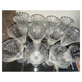 Clear Glass Goblets with Etched Floral Pattern - Set of 12