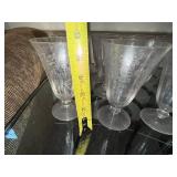 Clear Glass Goblets with Etched Floral Pattern - Set of 12