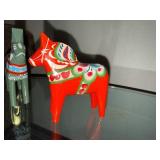 Greenholt Dala Horses - Hand-Painted Wooden Swedish Folk Art (Lot of 2)