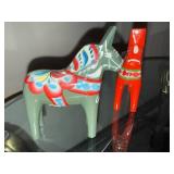 Greenholt Dala Horses - Hand-Painted Wooden Swedish Folk Art (Lot of 2)