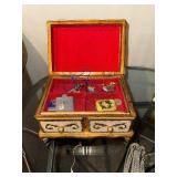 Circular Mosaic Inlay Pendant Necklace on Silver Chain - Includes Ornate Jewelry Box