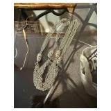 Circular Mosaic Inlay Pendant Necklace on Silver Chain - Includes Ornate Jewelry Box