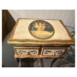 Circular Mosaic Inlay Pendant Necklace on Silver Chain - Includes Ornate Jewelry Box