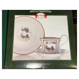 Bing & Grøndahl Golden Christmas Teacups & Saucers - 5 Boxes