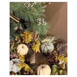 Autumn Harvest Wreath with Cream & Frosted-Blue Pumpkins - Pinecones & Berries