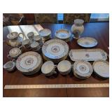 HAVILAND Limoges Floral Dinnerware Set - 8 Place Settings With Teapot, Sugar Bowl, and Serving Plates