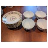 HAVILAND Limoges Floral Dinnerware Set - 8 Place Settings With Teapot, Sugar Bowl, and Serving Plates
