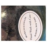 Mackenzie-Childs Glass Vase Hand-Painted Floral Copper Lattice 10.75 in Tall