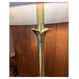 Brass Floor Lamp with Glass Table Shelf - Vintage Mid-Century Style