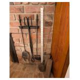 Fireplace Tool Set With Shovel, Poker, Brush & Tongs On Wall Bracket