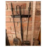 Fireplace Tool Set With Shovel, Poker, Brush & Tongs On Wall Bracket