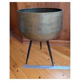 Tripod Patina Metal Planter Pot - Bronze Finish, 12-14 in Dia