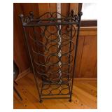 Wrought Iron Wine Bottle Rack - Freestanding with Circular Ring Design