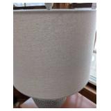 Dotted Ceramic Table Lamp - Linen Shade, Neutral Gray-Beige Finish