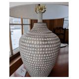 Dotted Ceramic Table Lamp - Linen Shade, Neutral Gray-Beige Finish