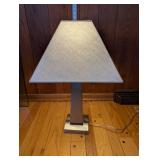 Modern Table Lamp with Brushed Aluminum Base and Square Fabric Shade - 1 Light