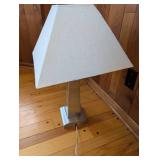 Modern Table Lamp with Brushed Aluminum Base and Square Fabric Shade - 1 Light
