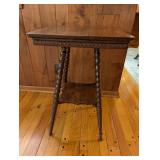 Barley-Twist Two-Tier End Table - Dark Walnut Finish