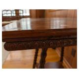 Barley-Twist Two-Tier End Table - Dark Walnut Finish