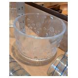 Glassware Set - Blue-Striped Ribbed Tumblers & Etched Floral Bowls