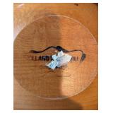 California Redwood Pineapple Wood Bowls Set with Floral Plates & Carved Round Platter