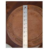 California Redwood Pineapple Wood Bowls Set with Floral Plates & Carved Round Platter