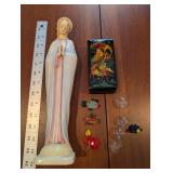 Our Lady of Grace Madonna Statue - Germany Marked, 34 cm Tall - Box & Ornaments Included