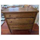 Oak 3-Drawer Dresser with Turned Legs - Vintage Bedroom Chest of Drawers