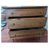 Oak 3-Drawer Dresser with Turned Legs - Vintage Bedroom Chest of Drawers