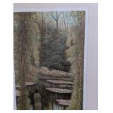 Framed Landscape Print - Water Garden with Lily Pads & Willow Trees