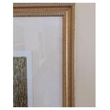 Framed Landscape Print - Water Garden with Lily Pads & Willow Trees