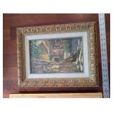 Framed Landscape Paintings - Tower Cityscape & Tree Courtyard (Pair)