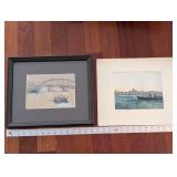 Bayol River & Bridge Scene Prints - Framed Art Set