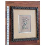 Bayol Signed Framed Artwork - Street Vendors with Bicycles and Carts