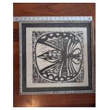 Butterfly Linocut Print in Ornate Beaded Frame