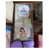 Bath & Body Gift Set: Ped Egg Foot File, Aroma Home Soothing Body Wrap, Yankee Candle