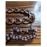 Tibetan Wood Disc Necklaces (2) & Pink Bead Bracelets (3)