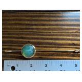 Lalique Paris Glass Disc Pendant on Gold Tone Rod - Teal/Green Gradient