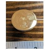 Lalique Paris Glass Disc Pendant on Gold Tone Rod - Teal/Green Gradient