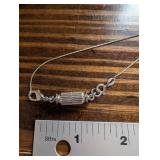 Cross Pendant Necklace - Silver with Blue Opal Inlay