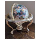 Antique Brass World Globe with Compass on Ornate Pedestal Stand