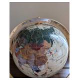 Antique Brass World Globe with Compass on Ornate Pedestal Stand