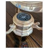 Antique Brass World Globe with Compass on Ornate Pedestal Stand
