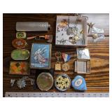 Vintage Jewelry & Trinkets - Assorted Charms, Pendants, Brooches, Boxes & Accessories